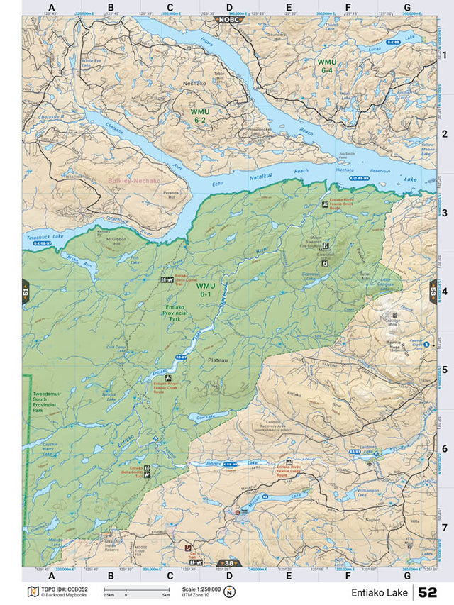CCBC52 Wall Map - Entiako Lake - Backroad Maps