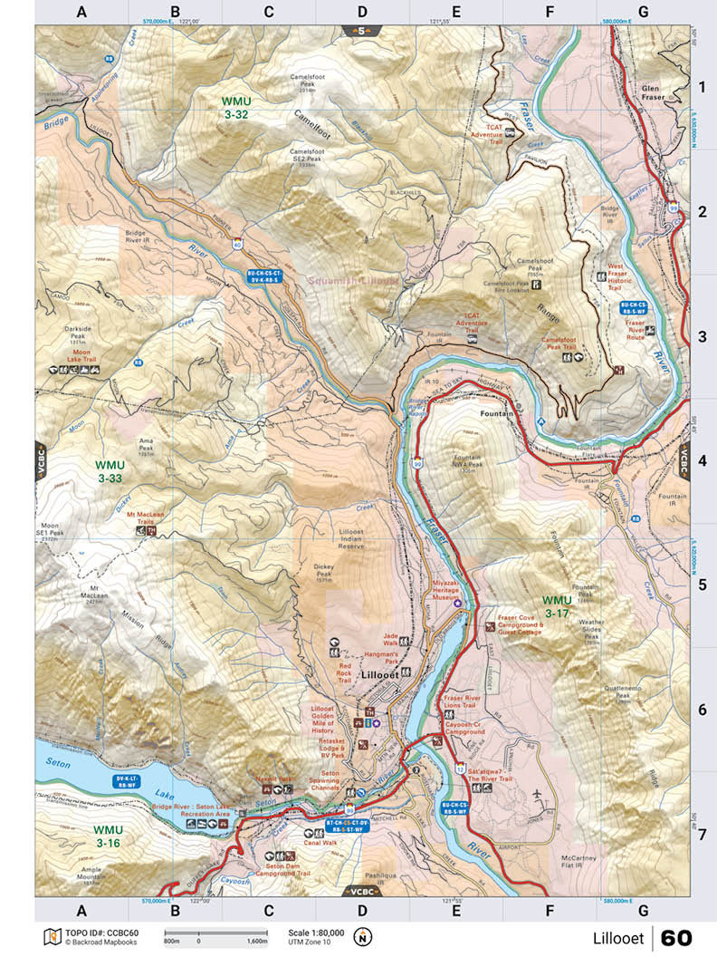 CCBC60 Wall Map - Lillooet - Backroad Maps