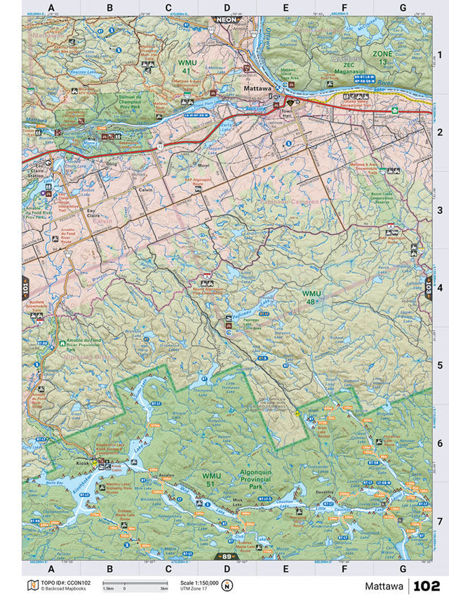 CCON102 Wall Map - Mattawa - Backroad Maps