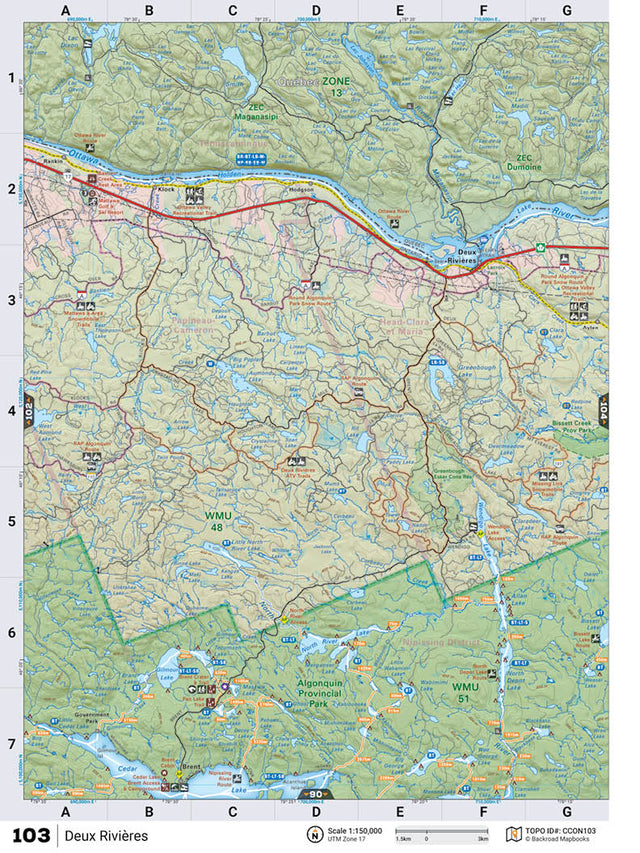 CCON103 Wall Map - Deux RiviíÂres - Backroad Maps