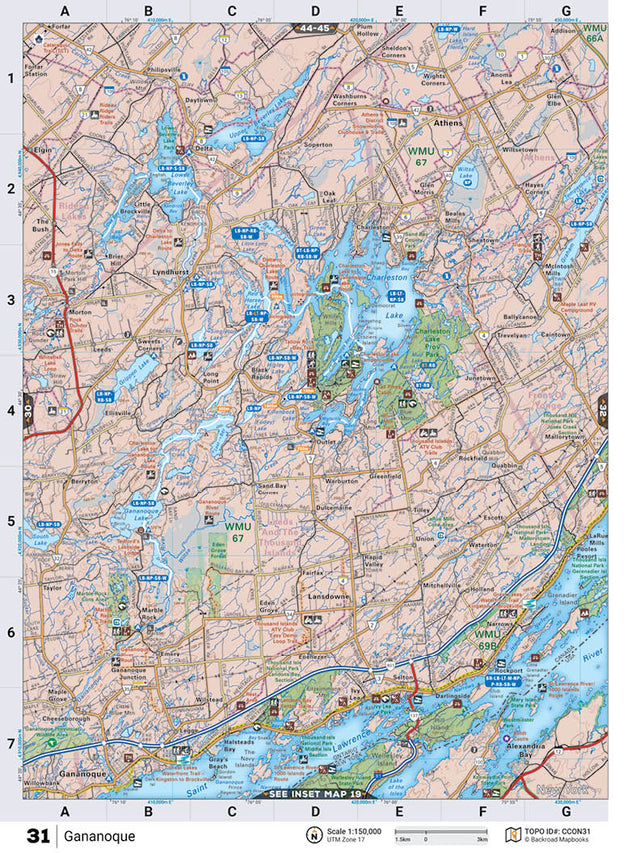 CCON31 Wall Map - Gananoque - Backroad Maps