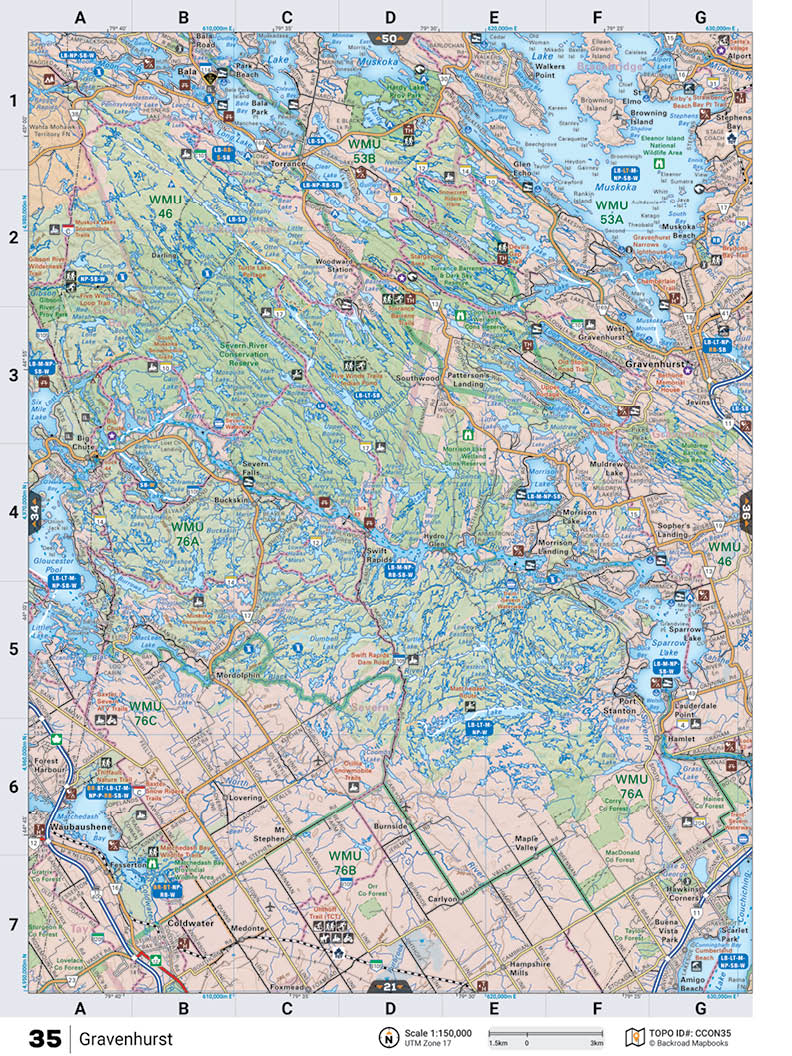 CCON35 Wall Map - Gravenhurst - Backroad Maps