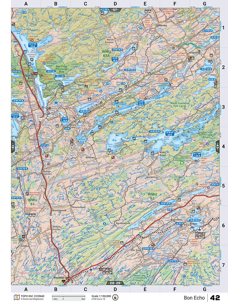 CCON42 Wall Map - Bon Echo - Backroad Maps