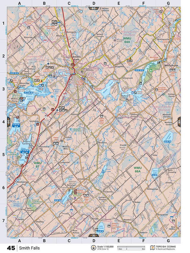 CCON45 Wall Map - Smiths Falls - Backroad Maps