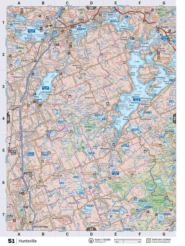 CCON51 TOPO Map - Huntsville - Backroad Maps