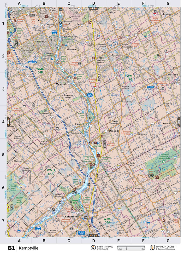 CCON61 Wall Map - Kemptville - Backroad Maps