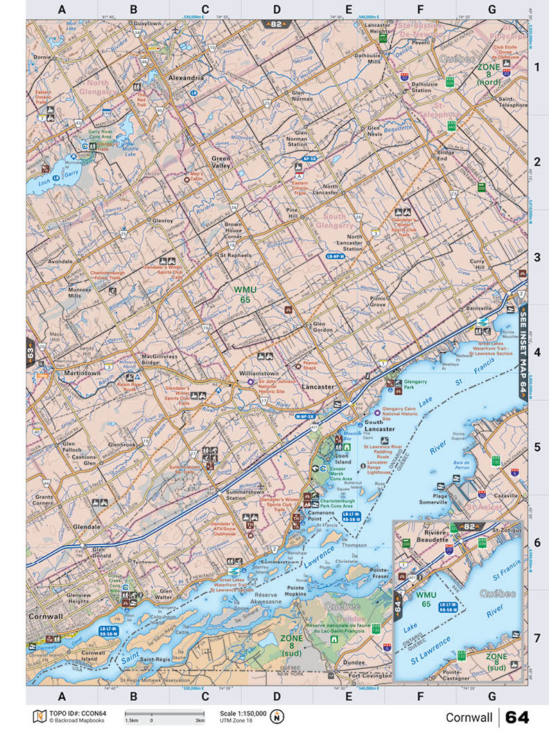 CCON64 Wall Map - Cornwall - Backroad Maps