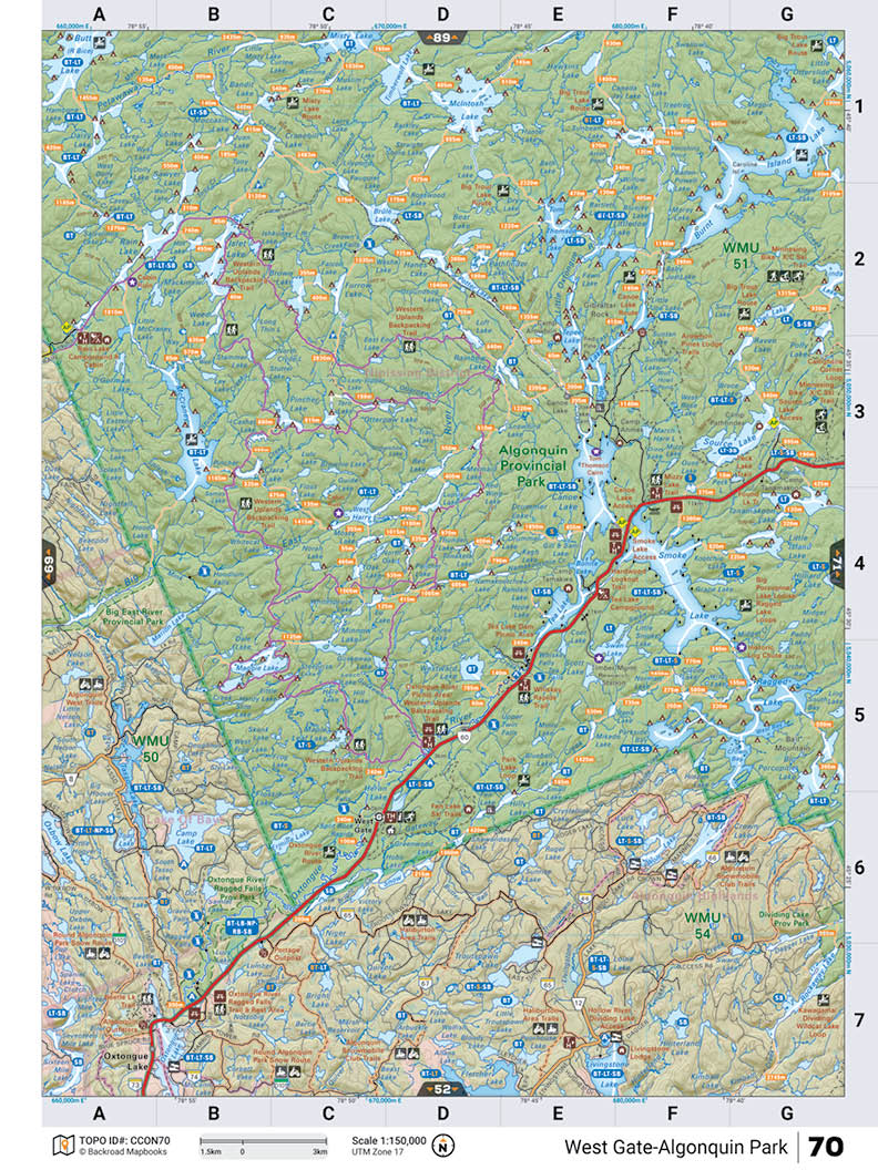CCON70 TOPO Map - West Gate (Algonquin Park) - Backroad Maps
