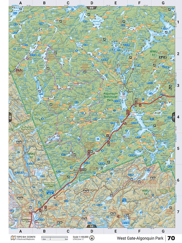 CCON70 TOPO Map - West Gate (Algonquin Park) - Backroad Maps
