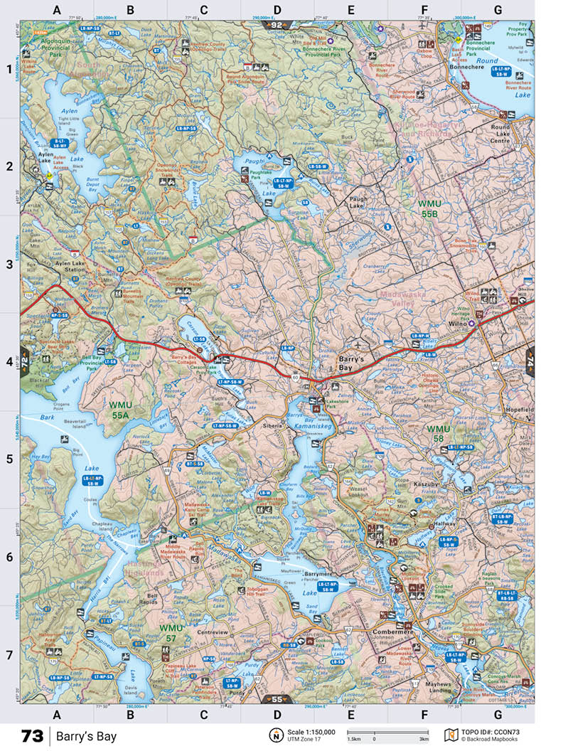 CCON73 Wall Map - Barry's Bay - Backroad Maps