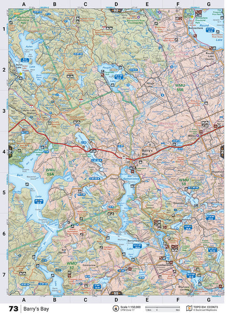 CCON73 Wall Map - Barry's Bay - Backroad Maps