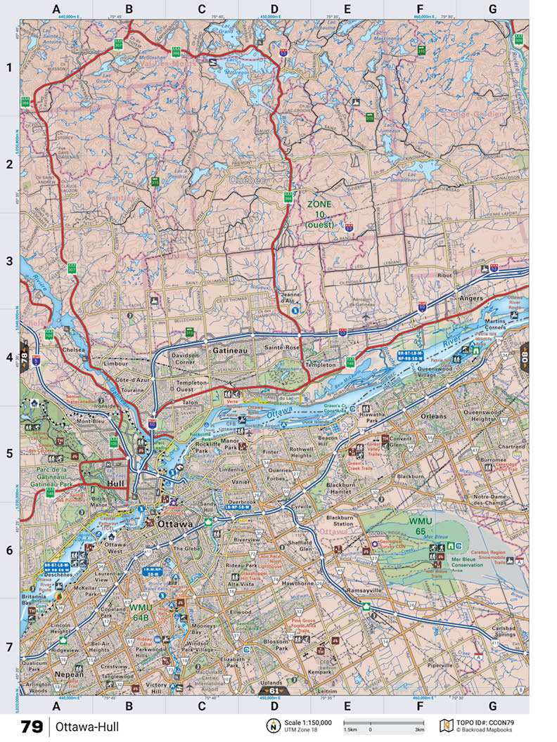 CCON79 Wall Map - Ottawa-Hull - Backroad Maps