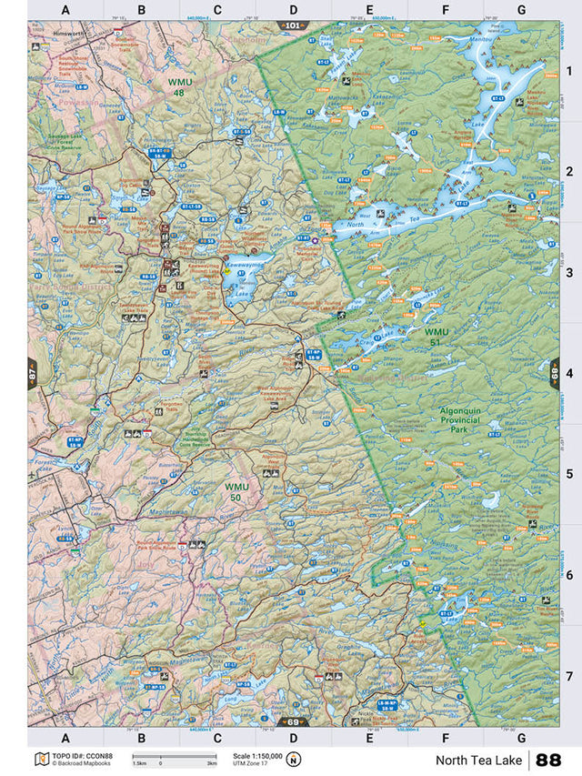 CCON88 Wall Map - North Tea Lake - Backroad Maps