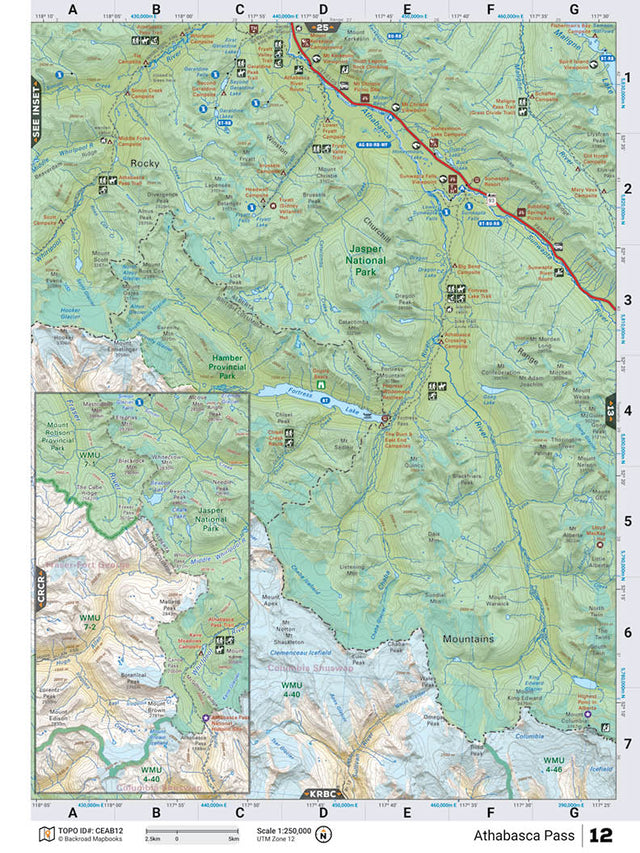 CEAB12 Wall Map - Athabasca Pass - Backroad Maps