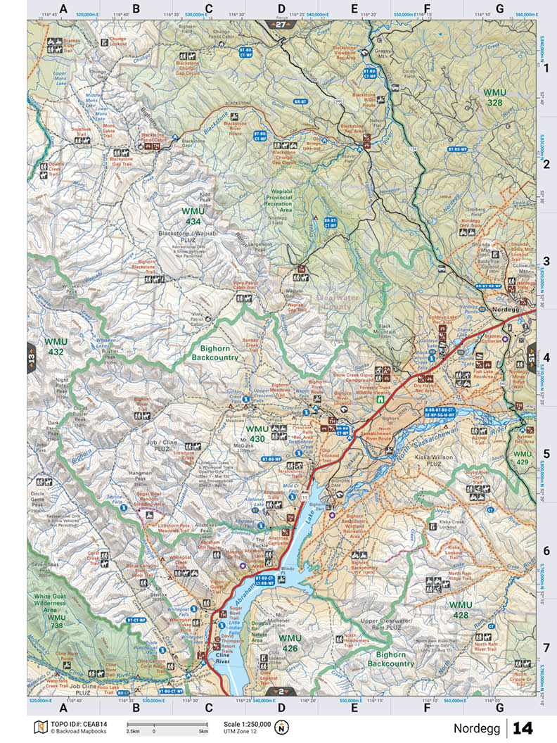 CEAB14 Wall Map - Nordegg - Backroad Maps