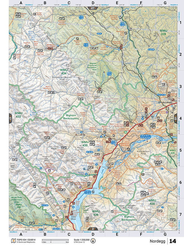 CEAB14 Wall Map - Nordegg - Backroad Maps