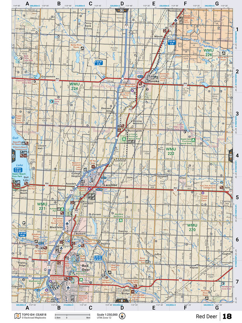 CEAB18 TOPO Map - Red Deer - Backroad Maps