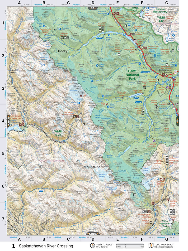 CEAB1 TOPO Map - Saskatchewan River Crossing - Backroad Maps