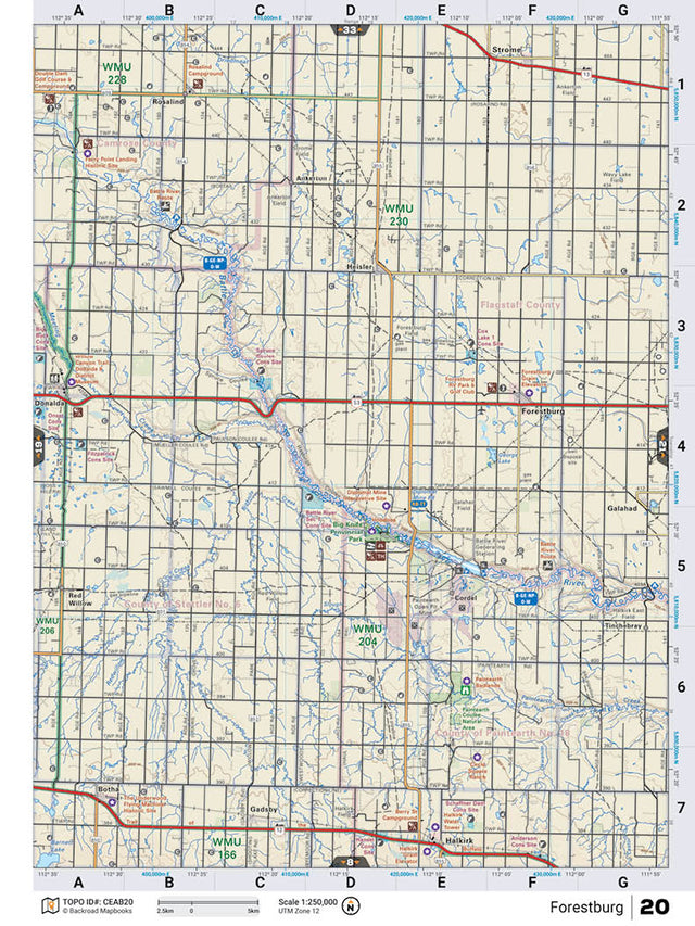 CEAB20 TOPO Map - Forestburg - Backroad Maps