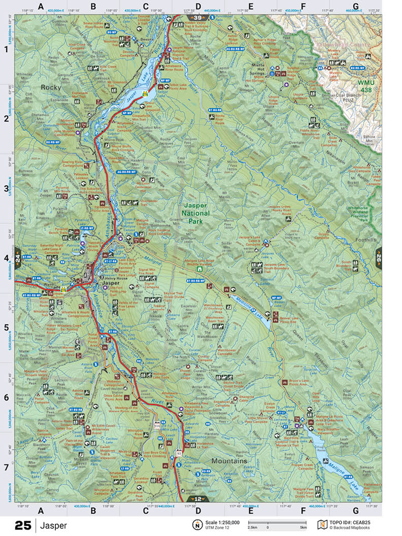 CEAB25 Wall Map - Jasper - Backroad Maps