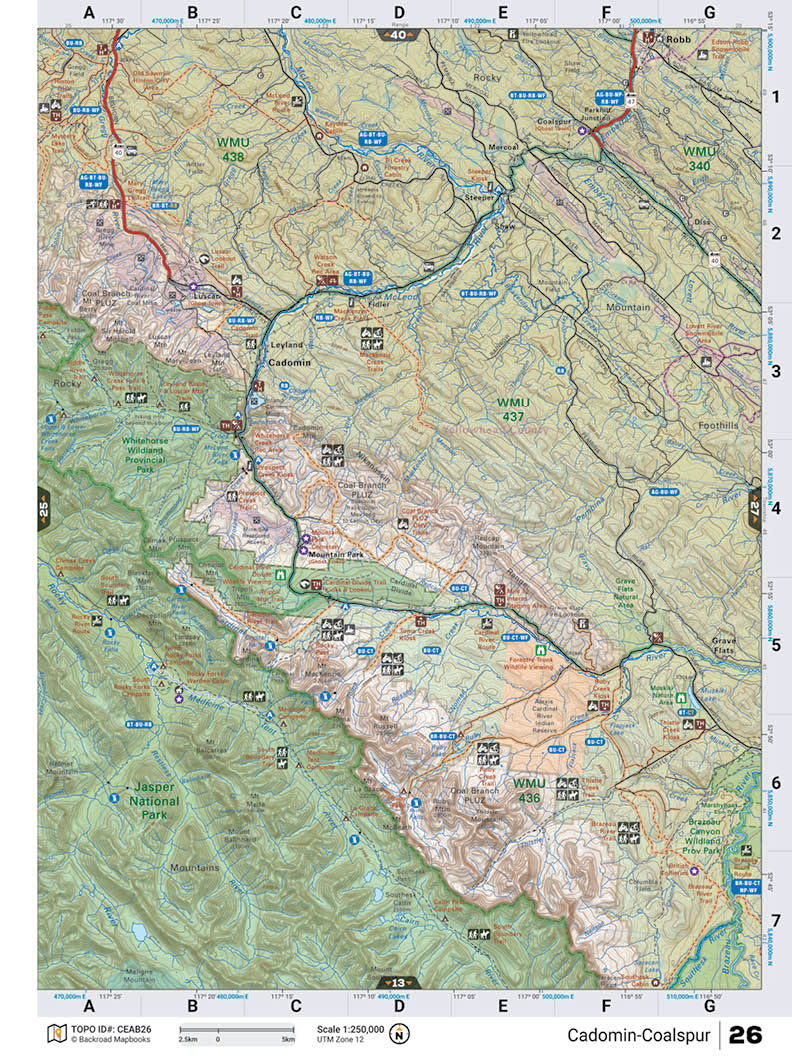CEAB26 Wall Map - Cadomin-Coalspur - Backroad Maps