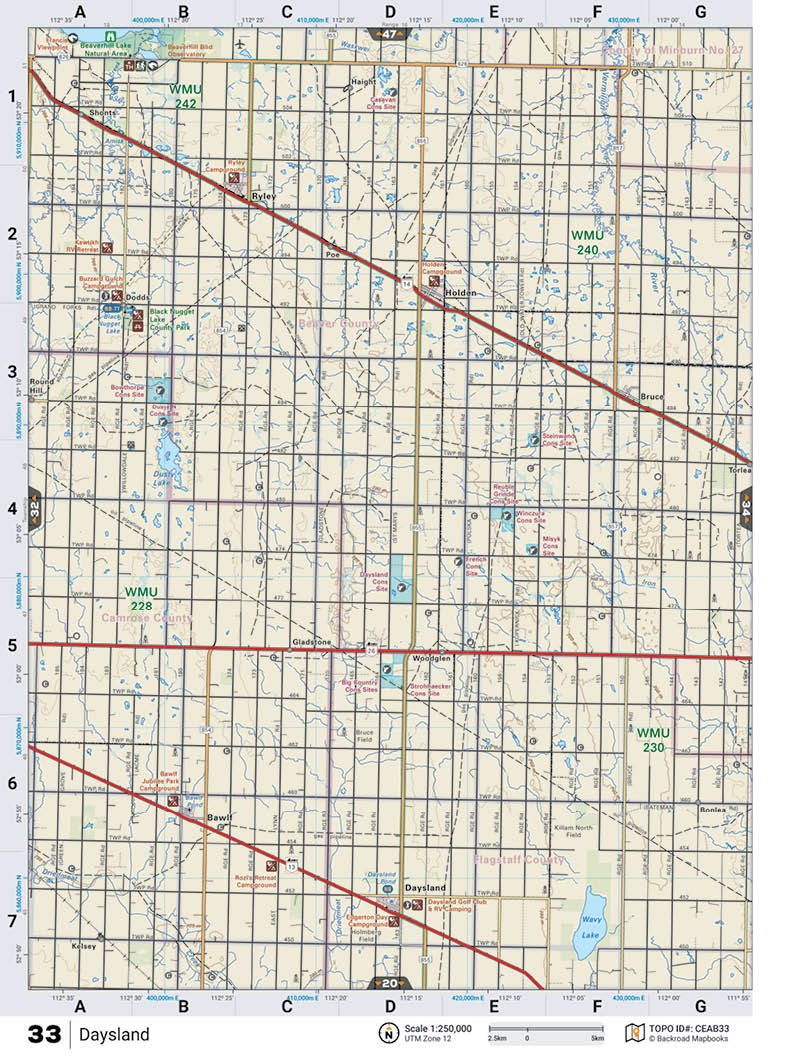 CEAB33 TOPO Map - Daysland - Backroad Maps