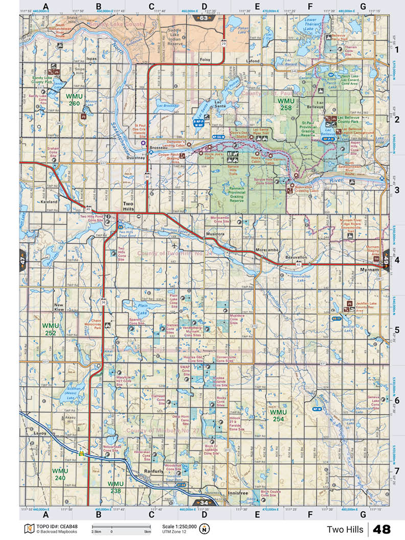 CEAB48 Wall Map - Two Hills - Backroad Maps