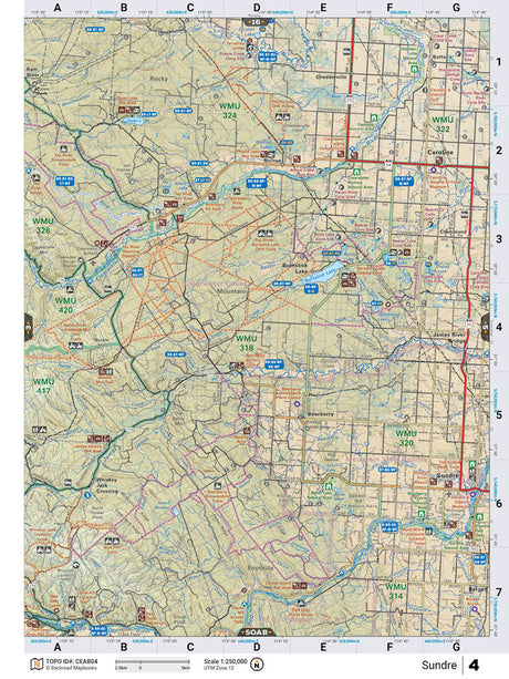 CEAB4 TOPO Map - Sundre - Backroad Maps