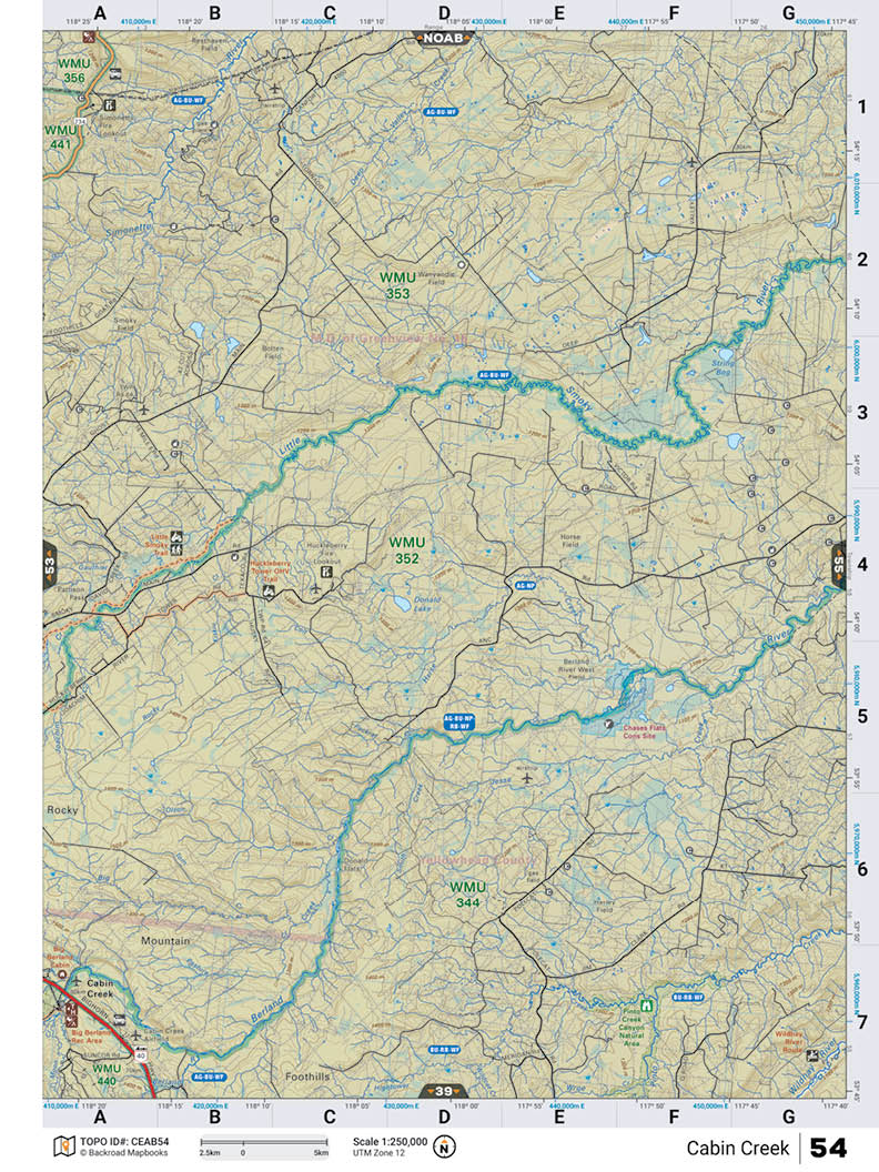 CEAB54 Wall Map - Cabin Creek - Backroad Maps