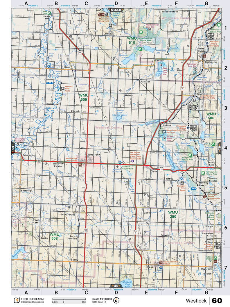 CEAB60 TOPO Map - Westlock - Backroad Maps