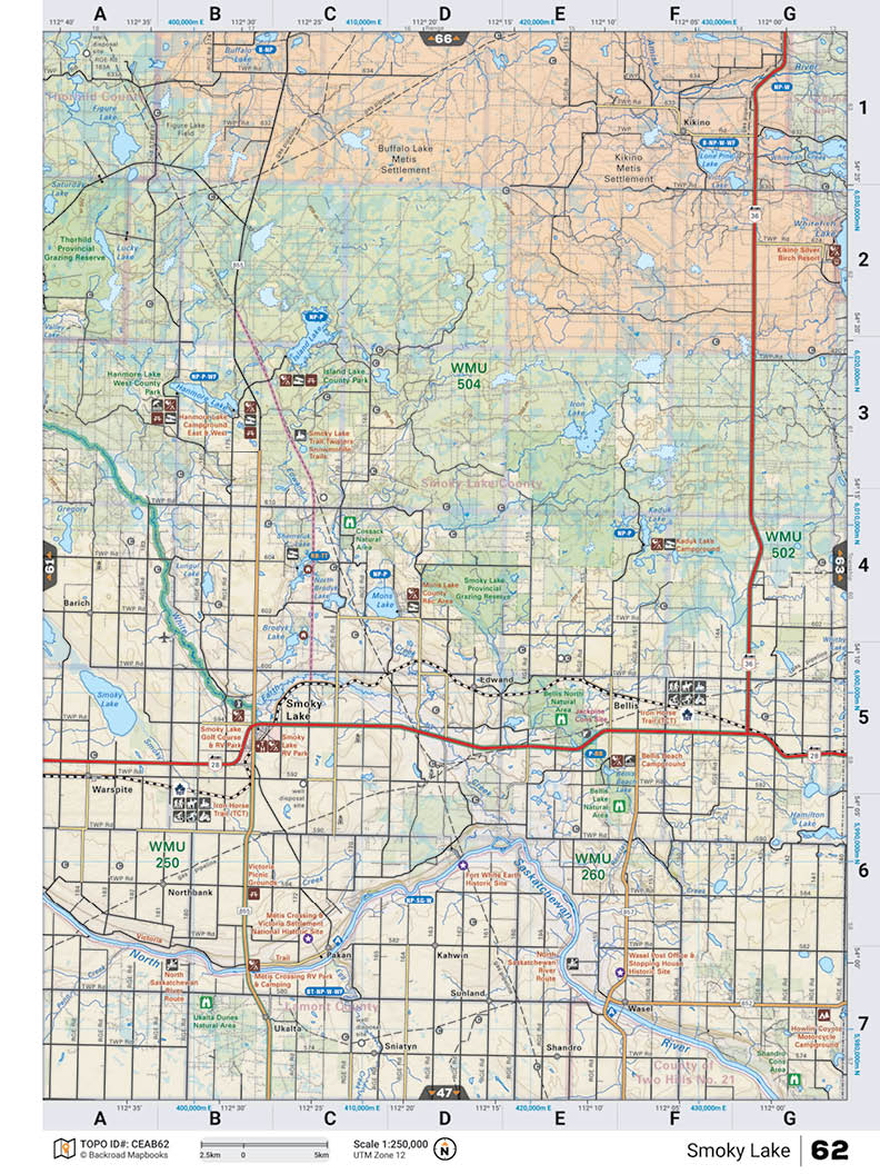 CEAB62 TOPO Map - Smoky Lake - Backroad Maps