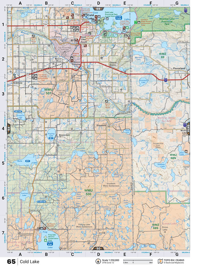 CEAB65 TOPO Map - Cold Lake - Backroad Maps