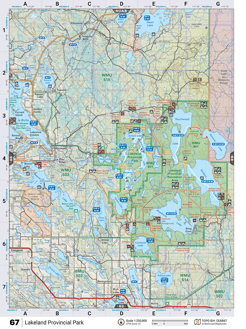 CEAB67 Wall Map - Lakeland Provincial Park - Backroad Maps