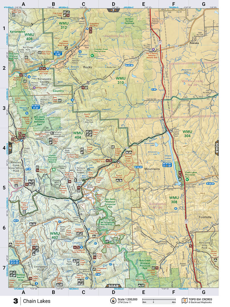 CRCR03 TOPO Map - Chain Lakes - Backroad Maps