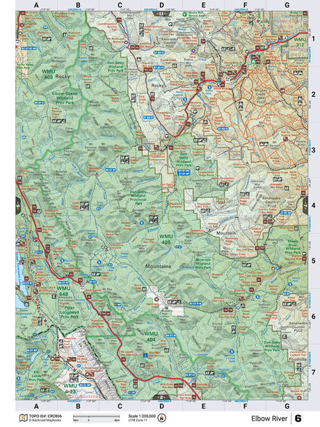 CRCR06 Wall Map - Elbow River - Backroad Maps
