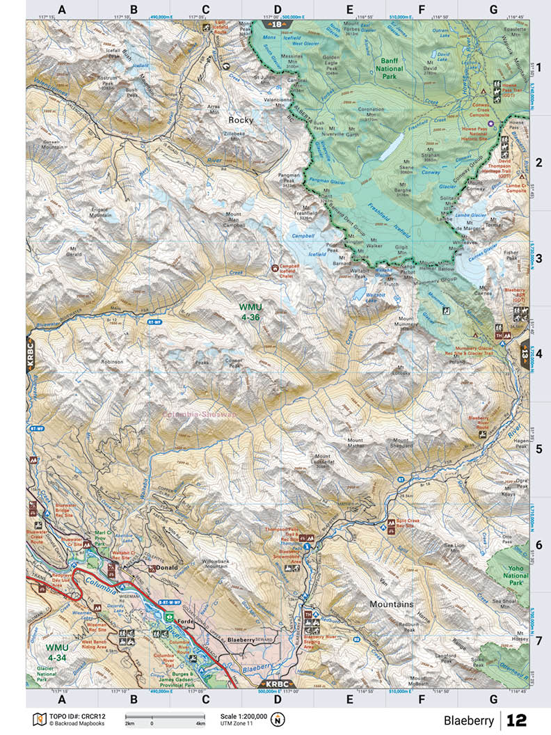 CRCR12 Wall Map - Blaeberry - Backroad Maps