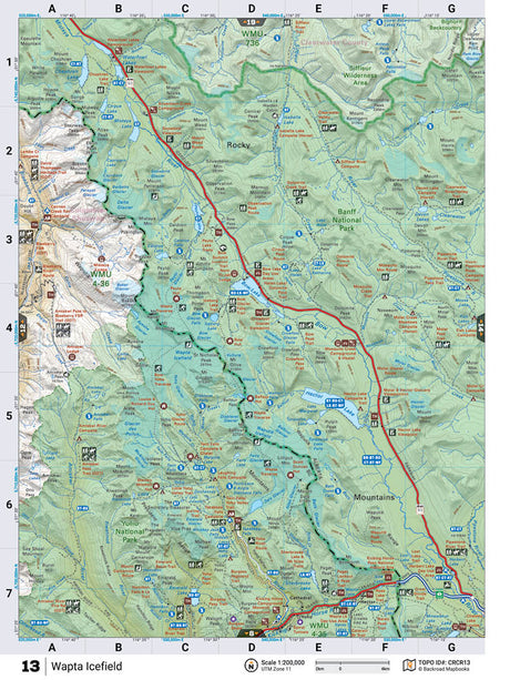 CRCR13 TOPO Map - Wapta Icefield - Backroad Maps