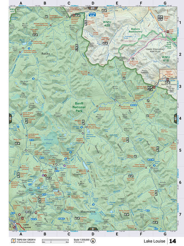 CRCR14 Wall Map - Lake Louise - Backroad Maps