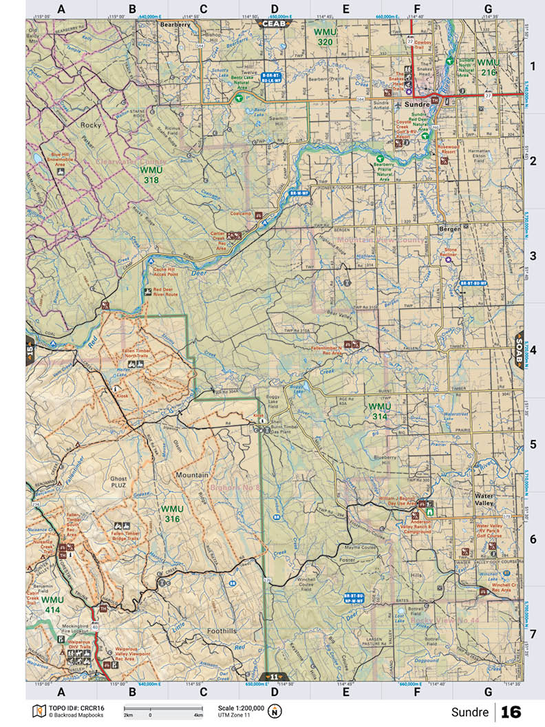 CRCR16 Wall Map - Sundre - Backroad Maps