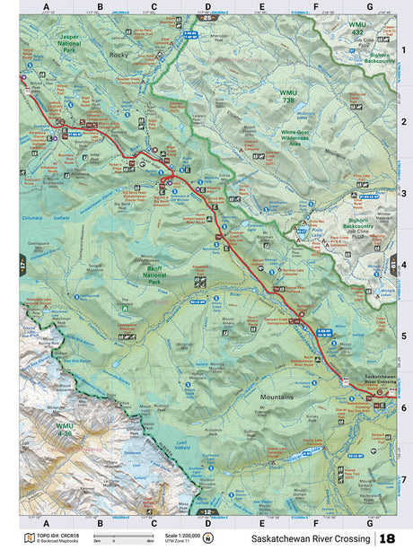 CRCR18 Wall Map - Saskatchewan River Crossing - Backroad Maps
