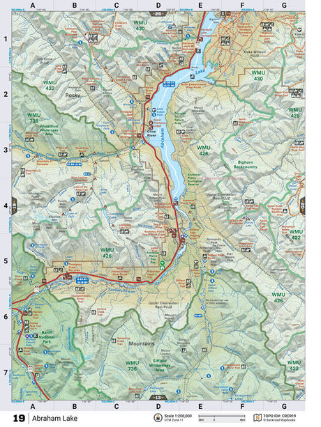 CRCR19 Wall Map - Abraham Lake - Backroad Maps
