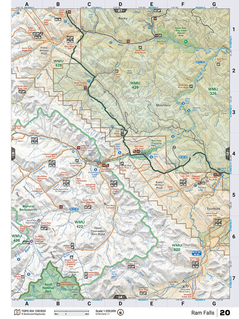CRCR20 Wall Map - Ram Falls - Backroad Maps