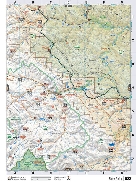 CRCR20 Wall Map - Ram Falls - Backroad Maps