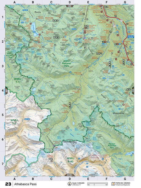 CRCR23 Wall Map - Athabasca Pass - Backroad Maps