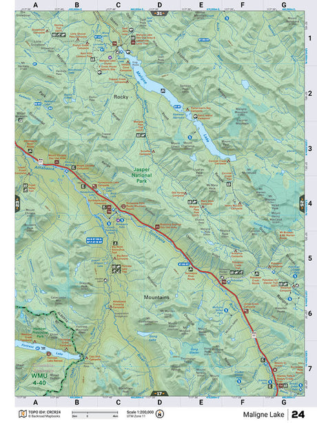 CRCR24 Wall Map - Maligne Lake - Backroad Maps