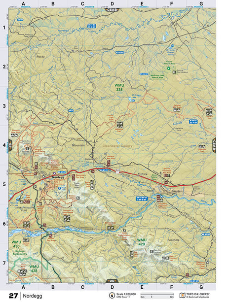 CRCR27 Wall Map - Nordegg - Backroad Maps