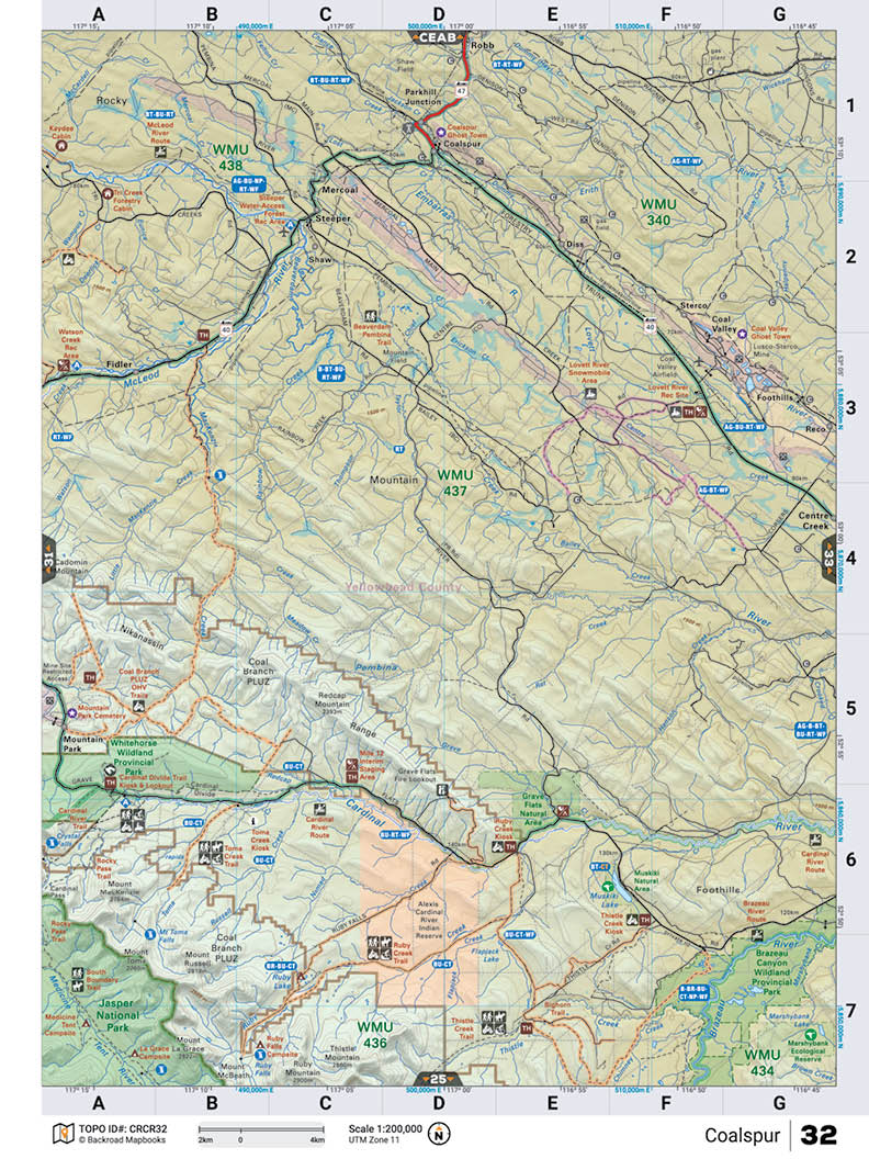 CRCR32 TOPO Map - Coalspur - Backroad Maps
