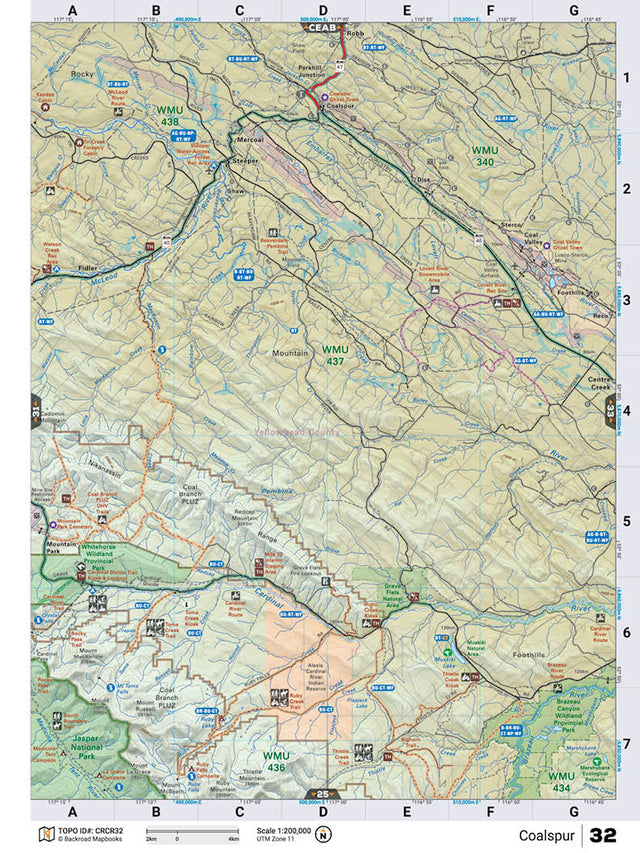 CRCR32 TOPO Map - Coalspur - Backroad Maps