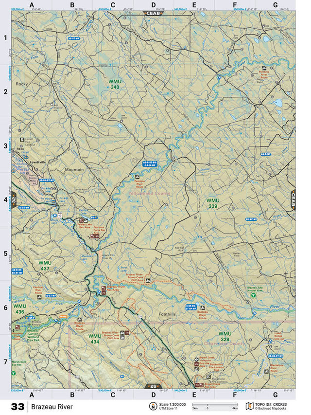 CRCR33 Wall Map - Brazeau River - Backroad Maps
