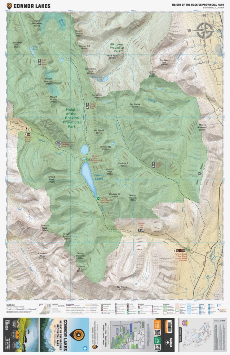 Connor Lakes (Height of the Rockies Provincial Park, BC) - Destination Map - Backroad Maps